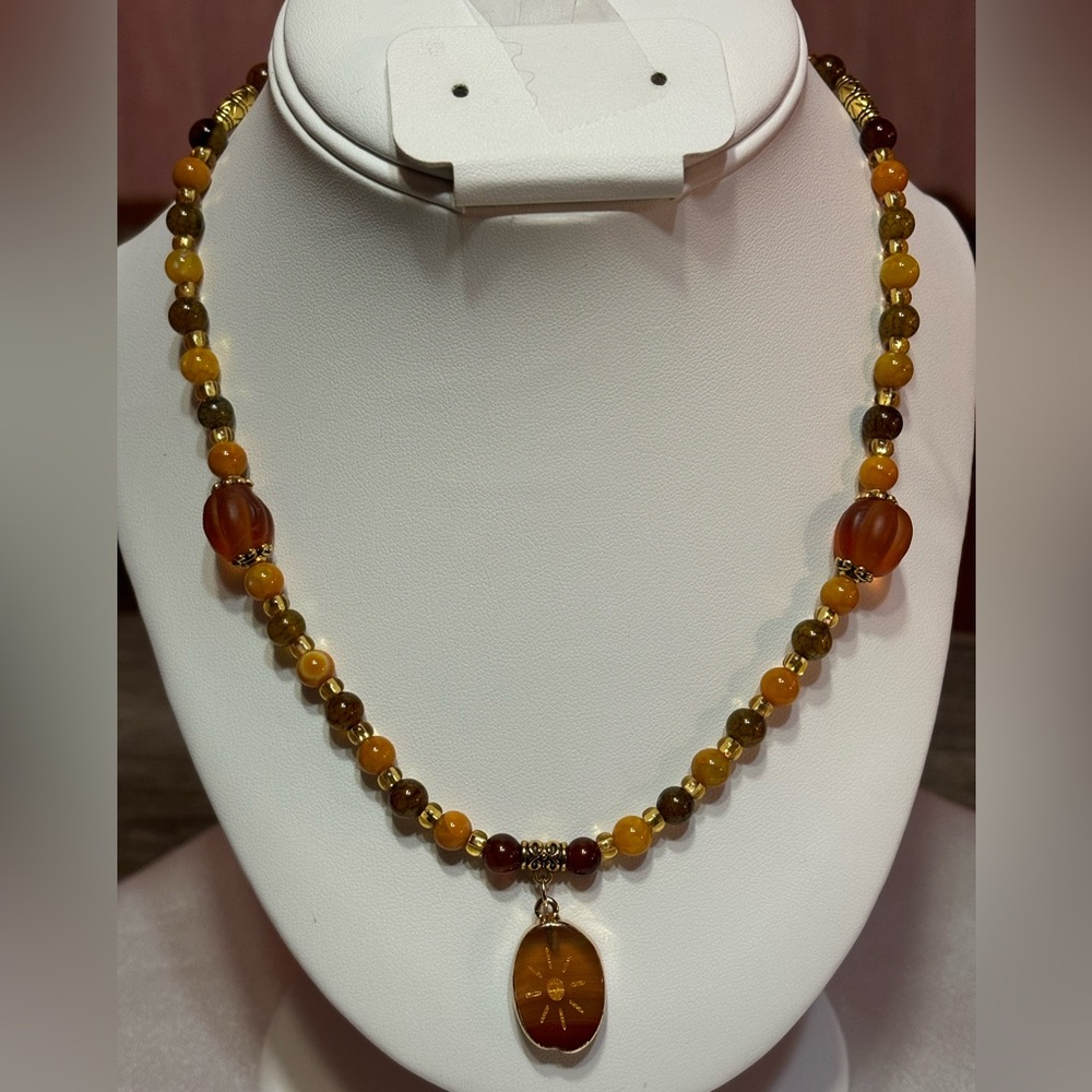 Amber sun necklace 17.5 inches